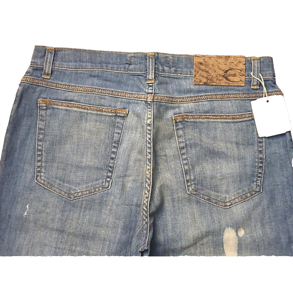 Just Cavalli Faded Distressed Zig Zag Stitch Blue Denim Bootcut Jeans Sz 32 NWT - Picture 16 of 16